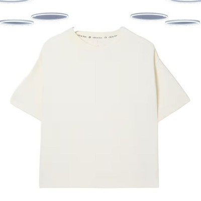 Ex Fat Face Women's Sweatshirt Ivory Half Sleeve Crew Neck Cotton