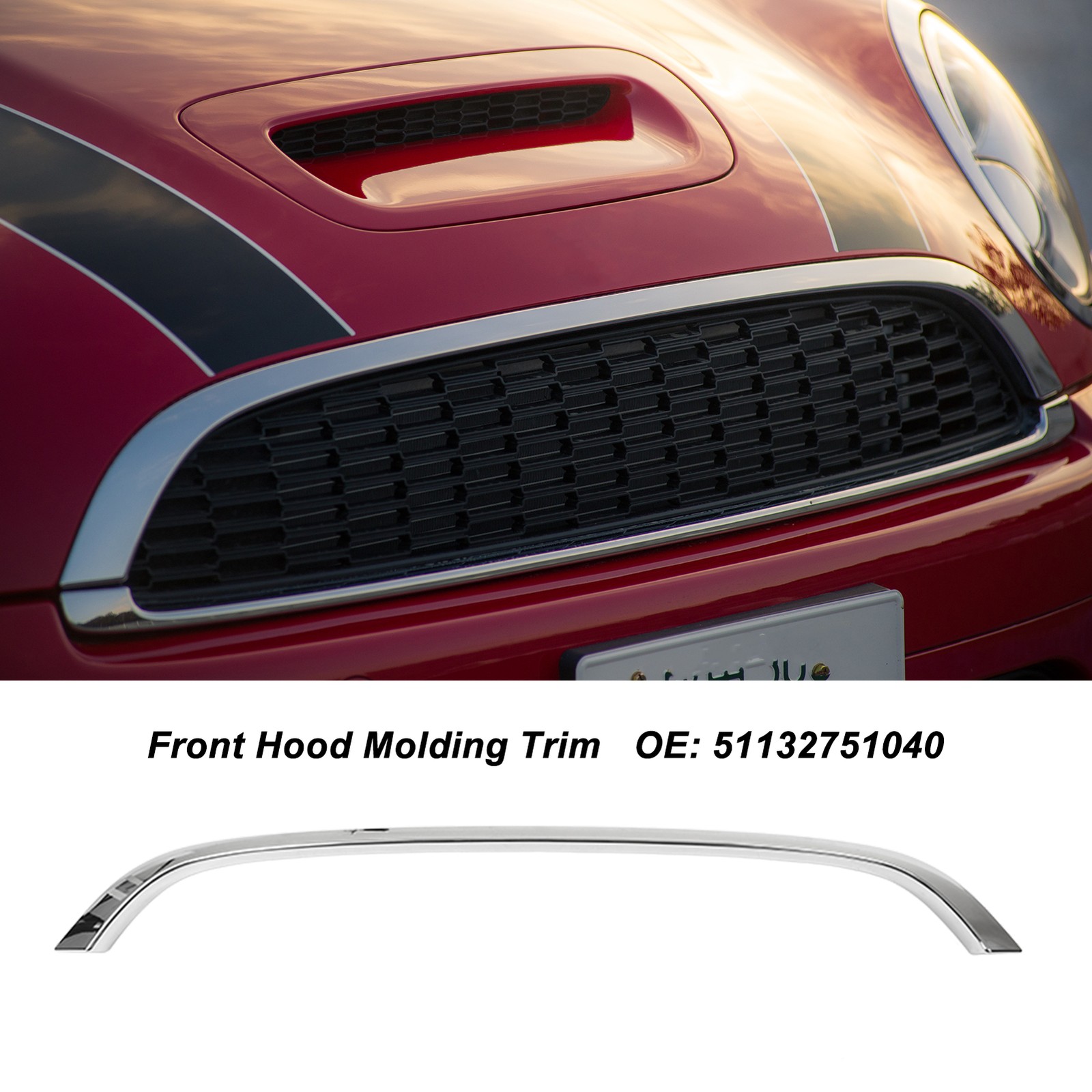 /Sliver Chrome Upper Grille Surround Trim Hood Molding 51132751040 For