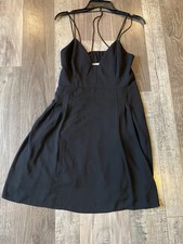 Express Womens Black Dress Open Back Fit&Flare Babydoll Empire Waist Size 12