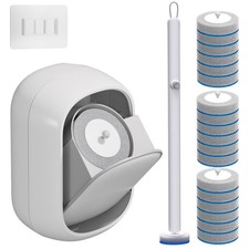 Disposable Toilet Brush and Holder Set with 18 Bowl 1 wand  18 heads, White