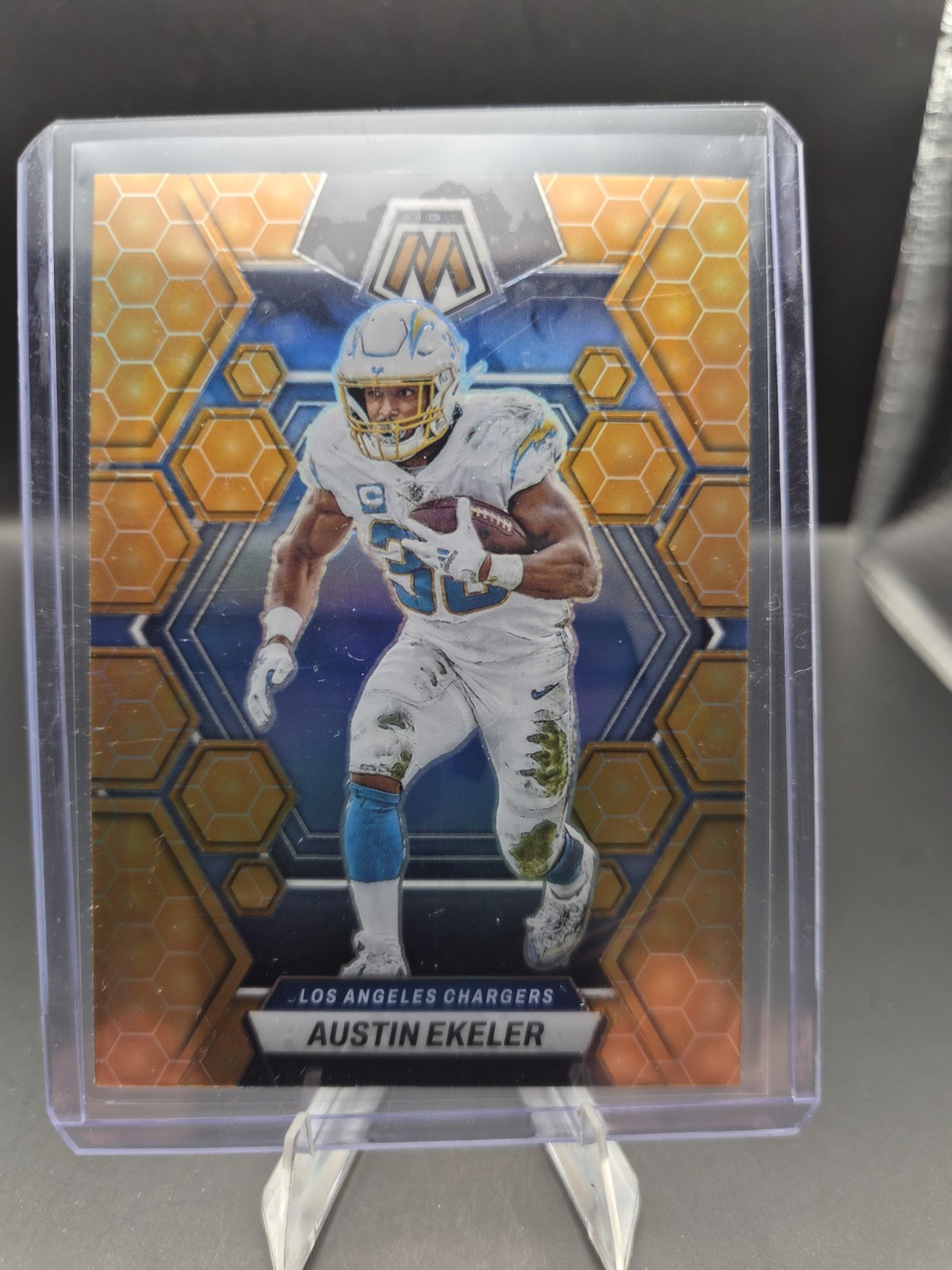 Austin Ekeler 2023 Panini Mosaic #128 Honeycomb Prizm CASE HIT CHARGERS