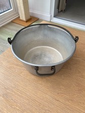 Vintage aluminium preserving pan.  32cm in diameter with steel handles.