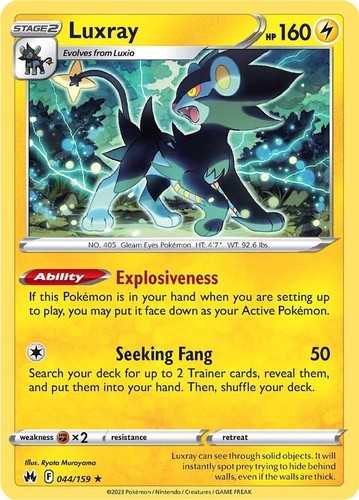 Luxray (44) (044/159) Reverse Holofoil Rare NM CRZ SWSH: Crown Zenith Pokemon...
