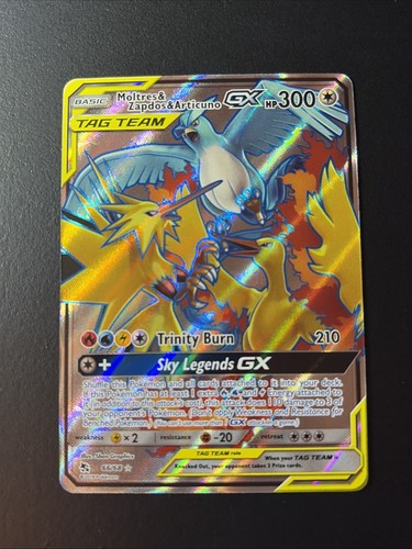 Moltres Zapdos & Articuno GX TAG TEAM FULL ART 66/68 Hidden Fates SEE PHOTOS