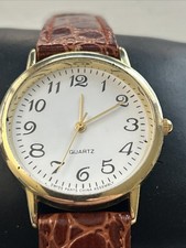 Mens Dress Watch Genuine Leather Strap