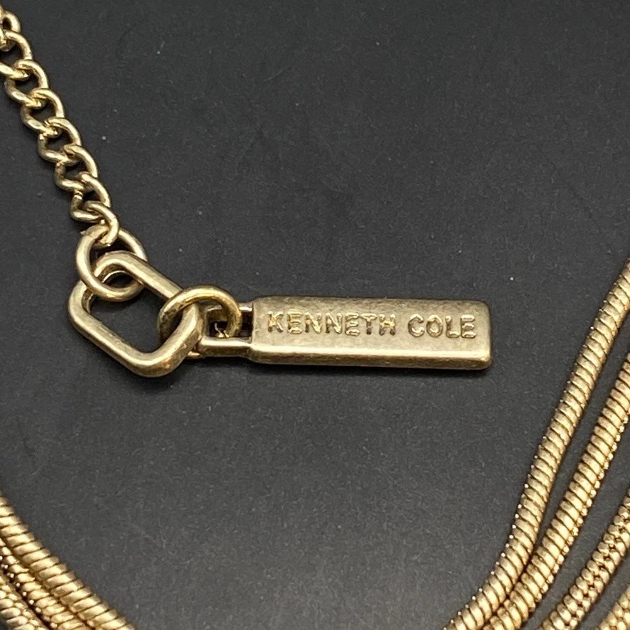 Collar Colgante KENNETH COLE Piedra Cristal Abulón Recorte Círculo Tono Dorado Rosa Foto 4 de 4