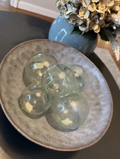 Set 5 - Pottery Barn Recycled Glass Balls 4” & 3”