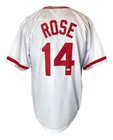 Pete Rose Cincinnati Signed In Black White Baseball Jersey JSA