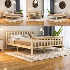 Wooden Bed Frames Single Double King Size Pine High Foot Low End Designs
