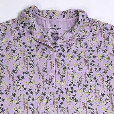 Tommy John Womens Downtime Pajama Set Sz M Purple Floral 2 Piece Limited Print