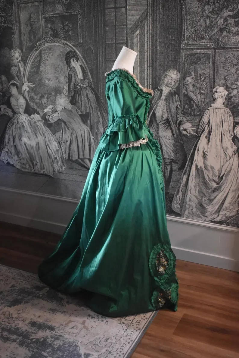 18th Century Rococo Green Evening Dresses Royal Queen Victorian Party Ball  Gowns | eBay