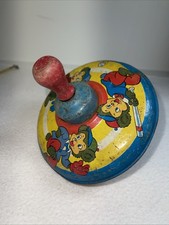 Vintage 1930's Ohio Art Co. Tin Lithography USA Pump Activated Spinning Top