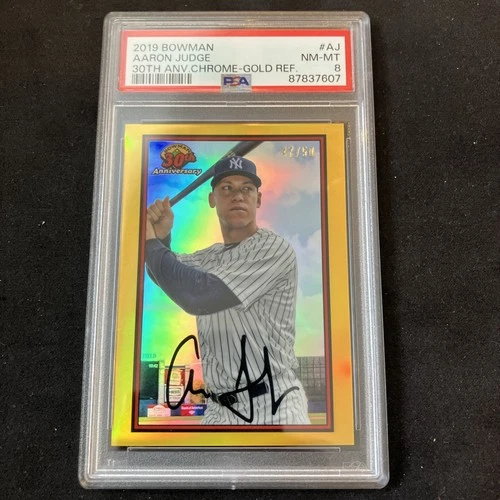2019 Bowman Aaron Judge 30th Annv Chrome Gold Ref PSA 8 #47/50