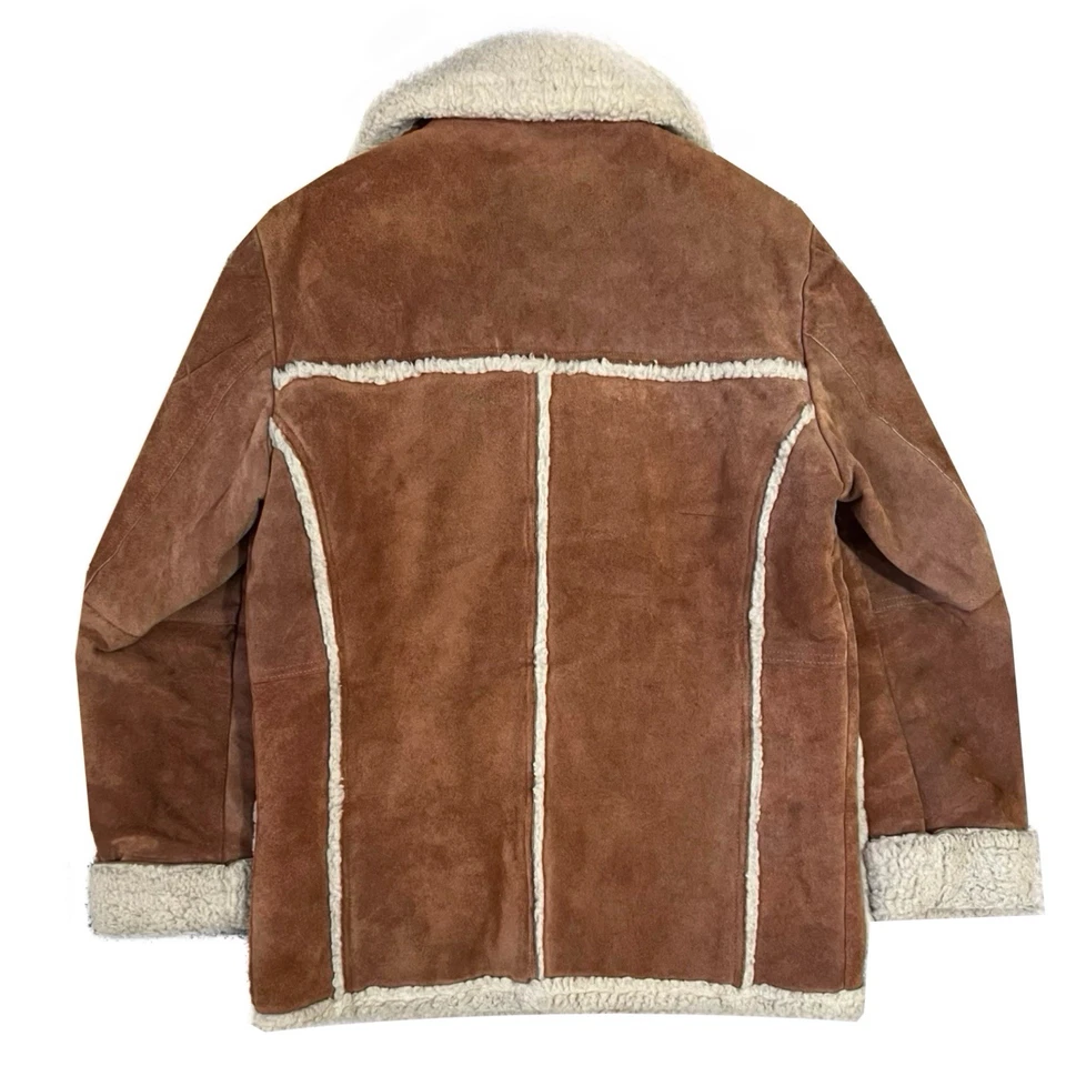Vintage Sears The Leather Shop Sherpa Coat 70s Rancher Chore Coat - Size 40R - Image 2 of 4