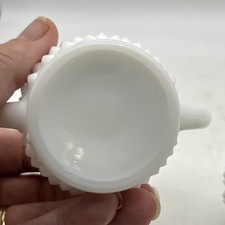 Vtg Fenton White Hobnail Open Sugar Creamer Individual Or Child Size