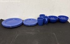 Pier 1 New Essentials Azure Blue Ironstone Dinnerware Set 13 Piece Brazil