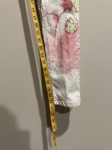 Pantalones de mezclilla DESIGUAL blancos estampados florales Ombré para mujer talla 30 ropa de festival - Imagen 9 de 11