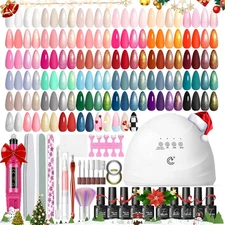 53PC Gel Nail Polish Kit with U V Light and Drill 35 Colors Soak off Gel Polish