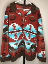Vintage Western Wits Womens Aztec Fleece Pullover Southwestern Boho Western LG