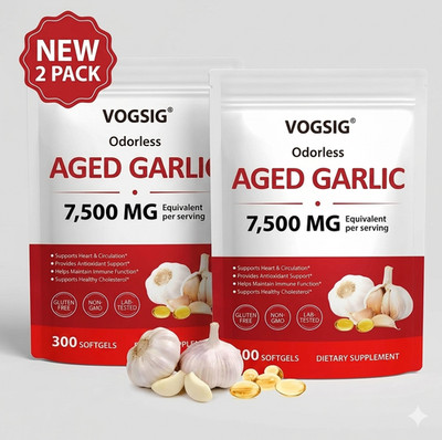 VOGSIG Odorless Aged Garlic Extract 7500mg 600 Softgels 2pk Heart Immune Support