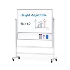 maxtek Dry Erase Whiteboard Height Adjustable, Easel Stand Rolling White Boar...