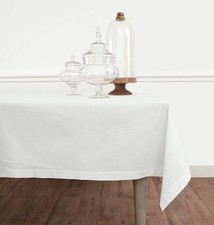 Solino Home Aqua Tablecloth 58 x 120 Inch - Cotton Linen Hemstitch...