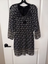 Madewell Dress Size 2 Elastic Waist Tie Chest Closure Black Lined