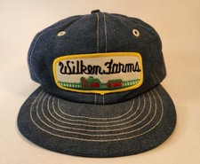 Vtg 2002 WILKEN FARMS Seeds Denim AG SNAPBACK HAT CAP Big Patch Advertising USA