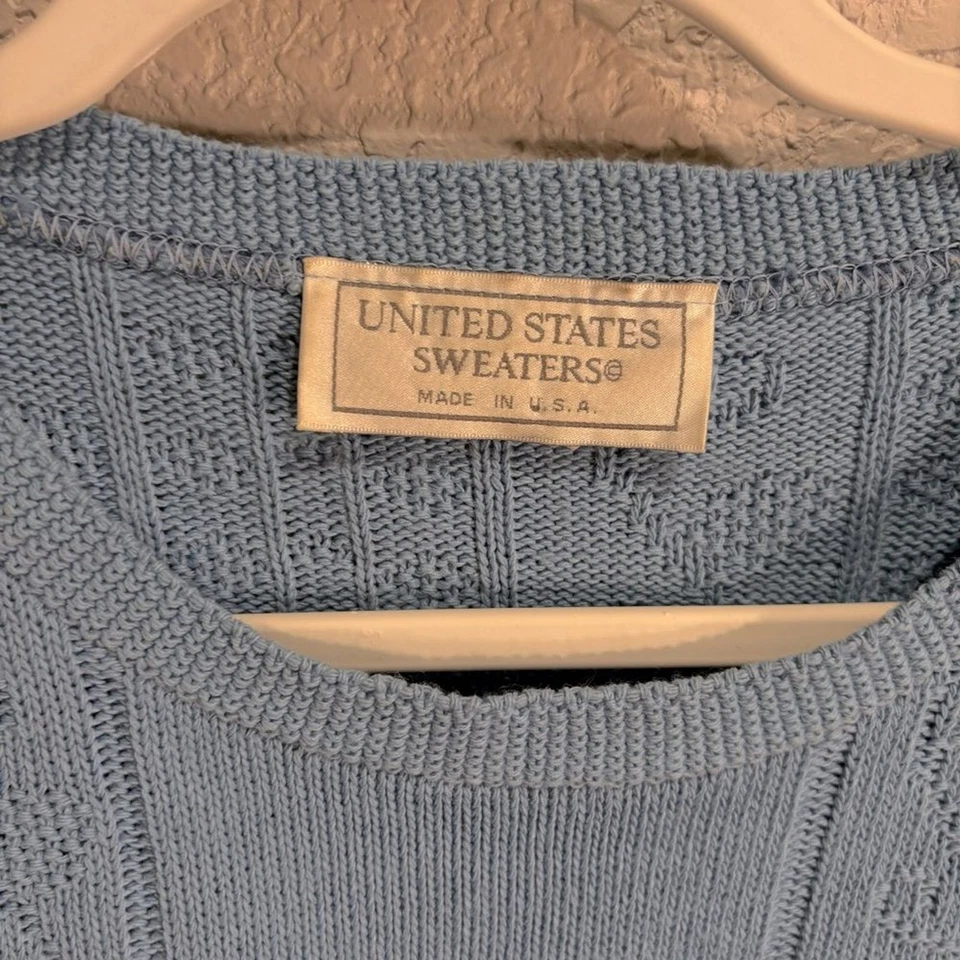 Vintage United States Sweaters Grandma Core Cotton Sweater Blue Sz 1X - Image 3 of 4