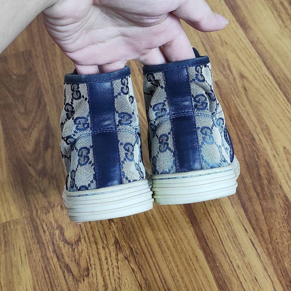 GUCCI Zapatillas altas Azul Marino Lona GG Monograma Zapatos para mujer Talla: EU36.5 US6.5 Foto 4 de 4