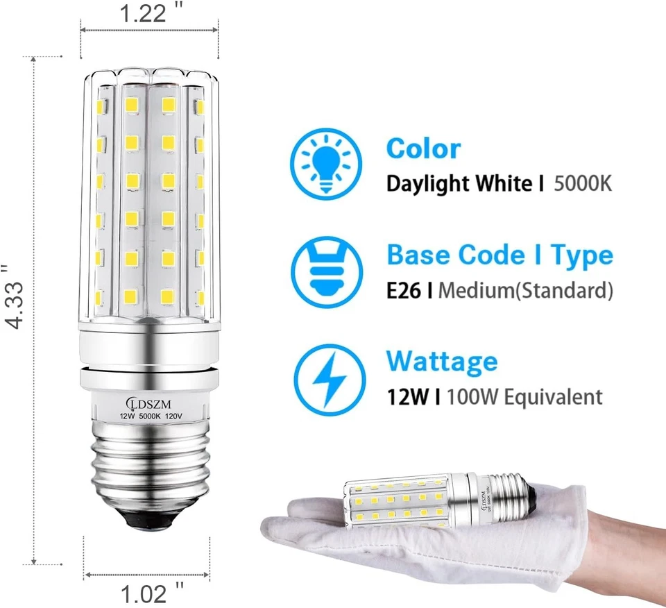 LED Bulb E26 12W 100W Equivalent 1200 Lumens 5000K Daylight Non-Dimmable - Image 4 of 4