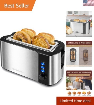 Elegant Stainless Steel 4-Slice Toaster - Perfect for Bagels & Artisan Bread!