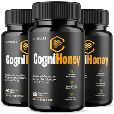 (3 Pack) CogniHoney Pills - Brain Health & Cognitive Support Supplement 180 Caps
