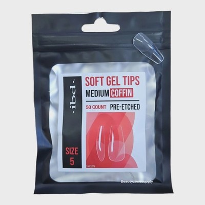 ibd Soft Gel Tips Refill Medium Coffin #5 (50ct) (3 Pack)