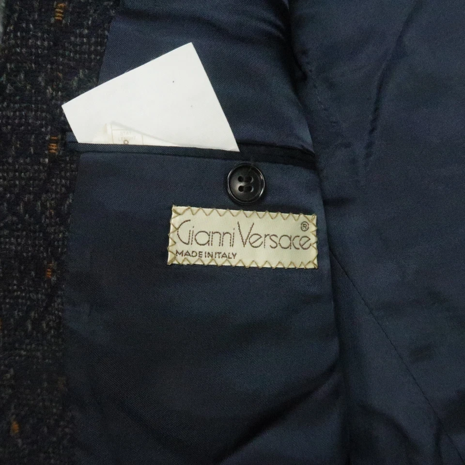 VINTAGE Gianni Versace Blazer Mens 44R Gray Cashmere Wool Jacket - Image 4 of 4