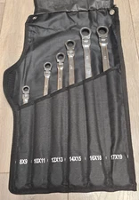 Disen XXL Flex Head Metric Ratcheting Double Box Wrench Set 8-19MM w/Roll Pouch