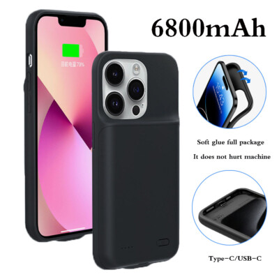 For iPhone 15 Max Pro External Battery Charger Case Power Bank Charging Cover