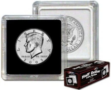 Box of 25 BCW 2X2 Hard Plastic Coin Snaps - HALF DOLLAR protector holder display