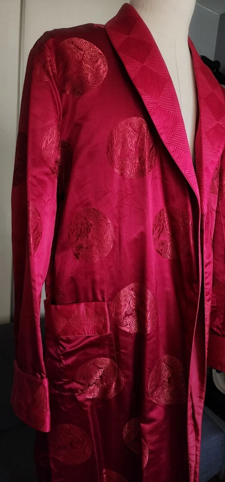 Vestido/bata de salón de satén borgoña oriental chino de colección para hombre talla 50 China Foto 4 de 4