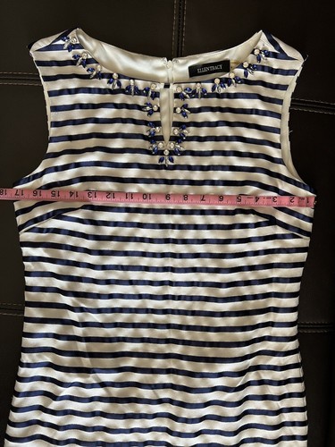 ELLEN TRACY Women's Embellished Striped Sheath Dress SIZE 6 - Picture 4 of 10