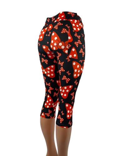 Classic Minnie Mouse Polka Dot Bows Leggings Capri Shorts Multiple Sizes POCKETS - Picture 32 of 44