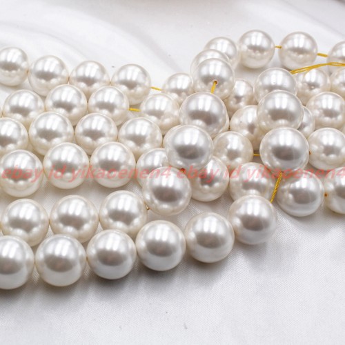 Huge Pretty Natural 20mm White Shell Pearl Gemstone Round Loose Beads 15''Strand - Picture 7 of 12