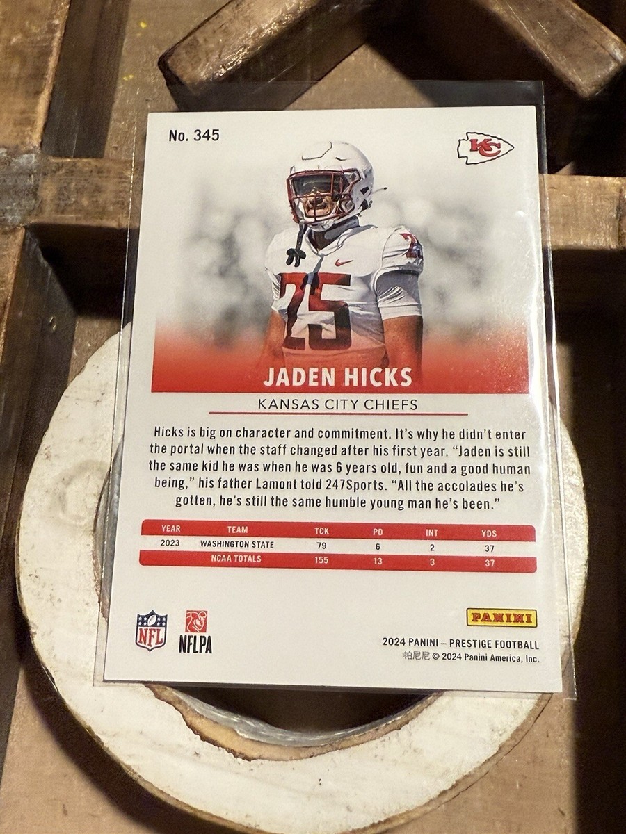2024 PRESTIGE Football Jaden Hicks Kansas City Chiefs Rookie Card