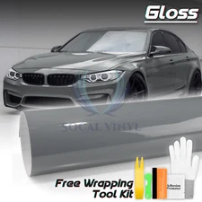 Gloss Gray Glossy Car Vinyl Wrap Sticker Decal Sheet Air Release Bubble Free