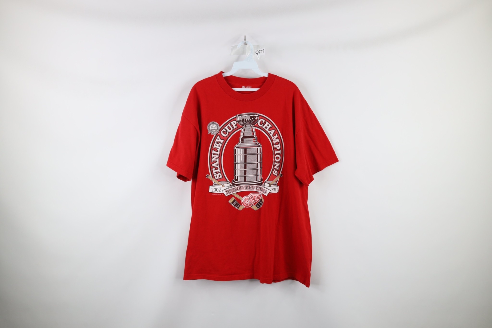 Vtg Y2K Mens Large Faded 2002 Stanley Cup Champions Detroit Red Wings T-Shirt