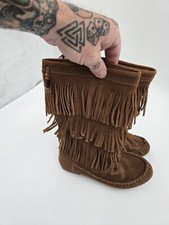 Vintage Leather Moccasins For Woman Size 6 In Fantastic Shape With Fringe