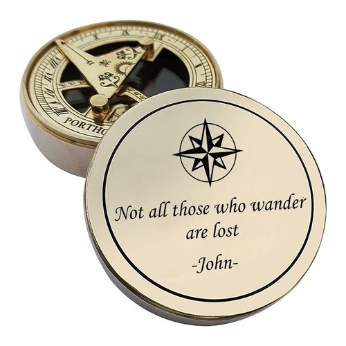Not all Those quote engraved brass compass add name with wooden presentation box - 第 5/6 張圖片