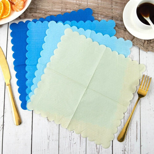 Tovagliolo Serie Blu Fazzoletto Tinta Unita Carta Festa Ristorante Uso 3 Pezzi - Foto 2 di 12