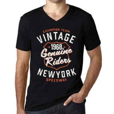 Herren Grafik T-Shirt V-Ausschnitt New York Genuine Riders 1968 Geschenk 56.