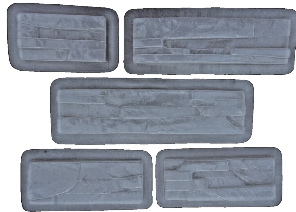 Juego de 5 moldes de piedra de pared chapa de poli plástico moldes de revestimiento de ladrillo de 6,75" a 15" Foto 3 de 4